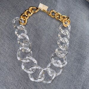 Gold and Clear Chain Link Necklace